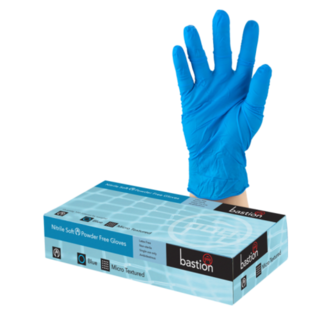 Nitrile Soft Blue Powder Free Gloves - X-LARGE Pack 100 - Bastion