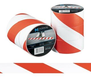 PVC Floor Marking Tape - White/Red, 48mm x 33m x 150mu  - Matthews