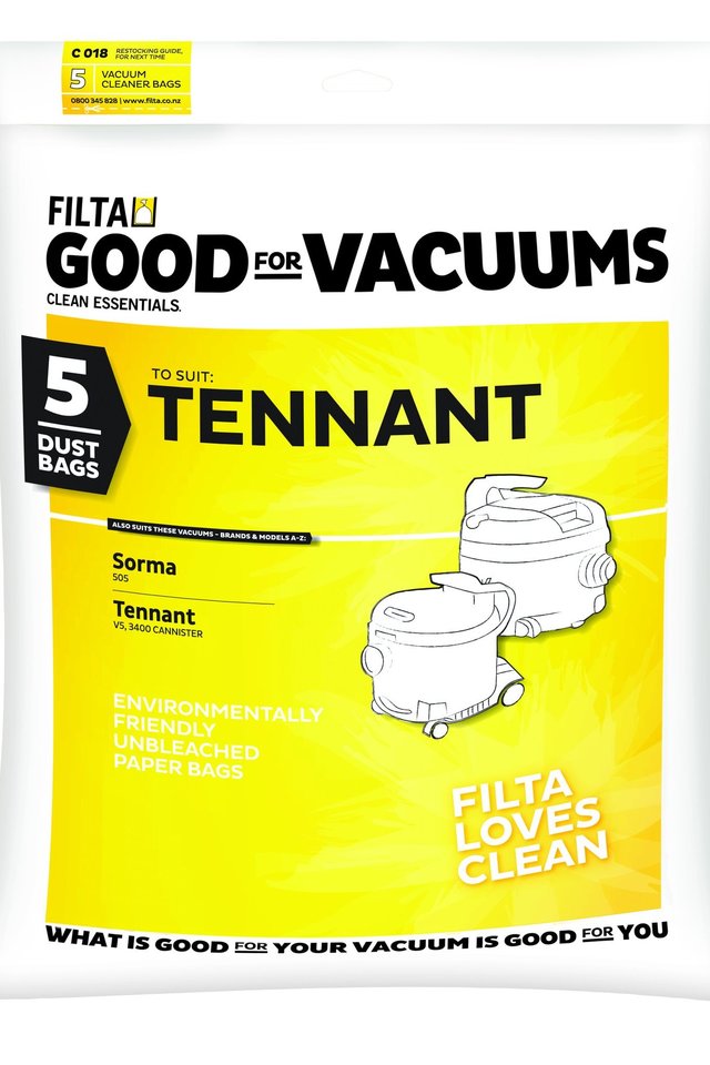 Vacuum Cleaner Bags TENNANT 3400 CANNISTER C018 5 Pack - Filta
