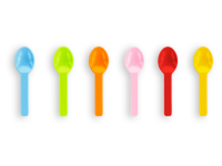 3in RCPLA compostable ice cream spoons, mixed colours, Pack 100 - Vegware