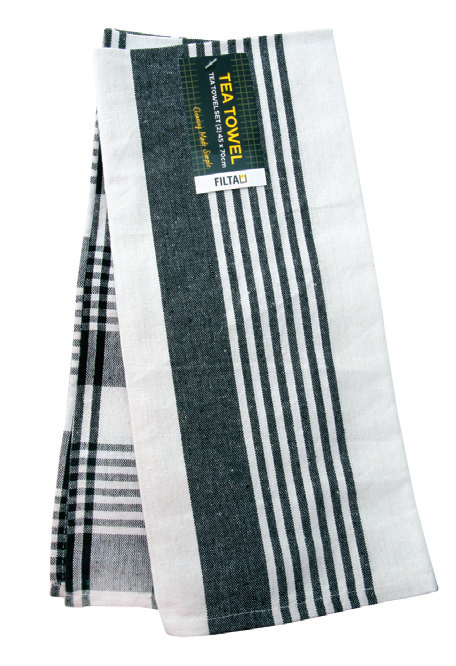 Tea Towel Woven Cotton Royal Black Set of 2, Pack 8 - Filta