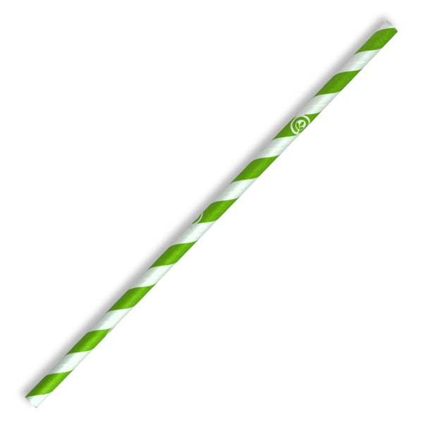 Paper Straws Regular BioStraw Green Stripe 6mm - BioPak