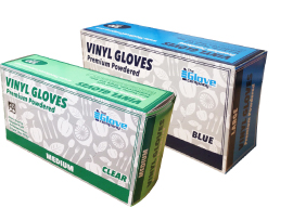 Vinyl Gloves Blue MEDIUM - Powdered TGC
