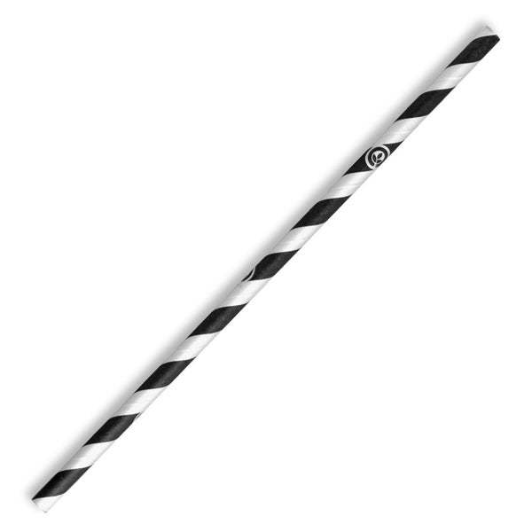 Paper Straws 10mm Jumbo Black Stripe - Biopak