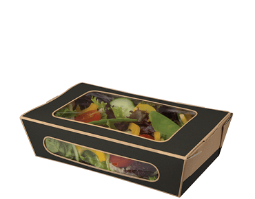 Tuck-Top Window Salad Pack, Medium - Slate Grey / Brown Kraft - Castaway