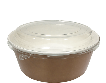 Multi-Food Pot & PET Lid Combo-Pak', 700 ml Brown kraft / Clear Lid - Castaway