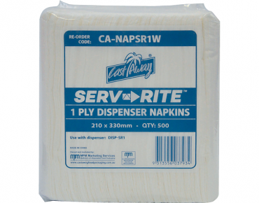Serv-Rite' 1ply Dispenser Napkins, White - Castaway