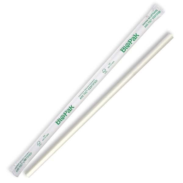 Paper Straws 6mm White Wrapped - BioPak