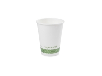 Hot Cup PLA Lined 8oz - 300ml White & Green, Pack 50 - Vegware