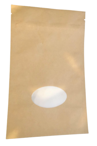 Stand Up Pouch Compostable 1kg 235x335mm Kraft/Oval Window