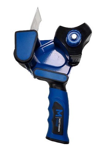 Pistol Grip Tape Dispenser - Blue, 76mm Core - Matthews