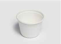 Bowl Sugar Cane 140ml 7.7x5.5cm high 7.6cm PLA lid, Pack 50 - Vegware
