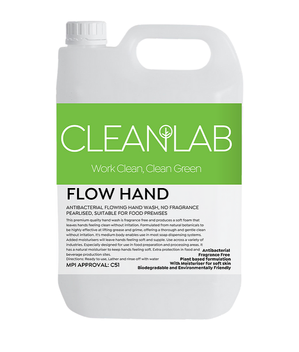 FLOW HAND - antibacterial flowing hand washfragrance free, pearlised, 5 Litres - CleanLab
