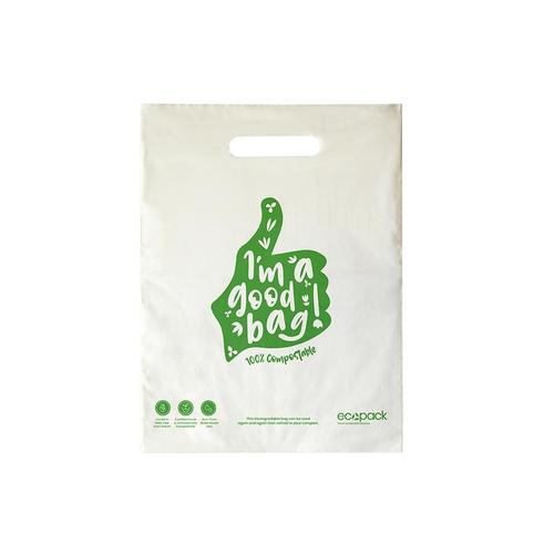 Punched Handle Bag Compostable Small 26x34cm, Pack - Ecopack
