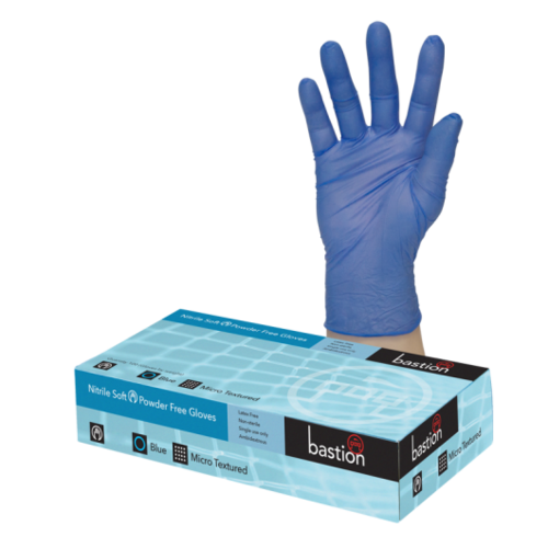 Nitrile Soft Blue Powder Free Gloves - MEDIUM - Bastion