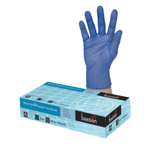 Nitrile Soft Blue Powder Free Gloves MEDIUM Bastion