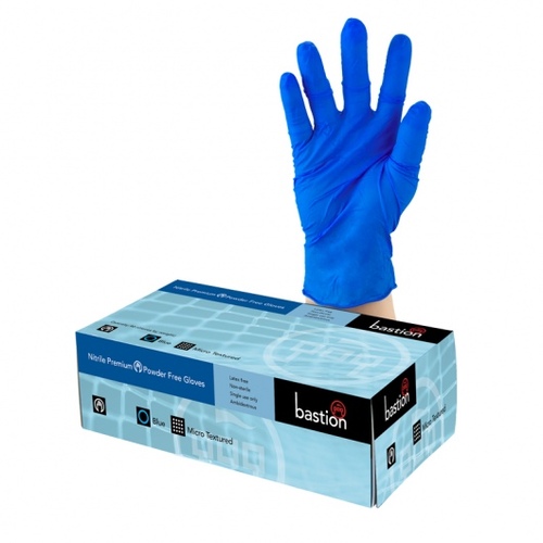 Nitrile Premium Blue P/F Gloves Medium - Bastion