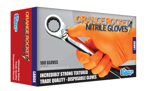 Nitrile Orange Gloves PowderFree MEDIUM - Orange Rocket