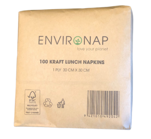 Lunch napkins Kraft 1/4 fold - Paper Wrapped - Environap