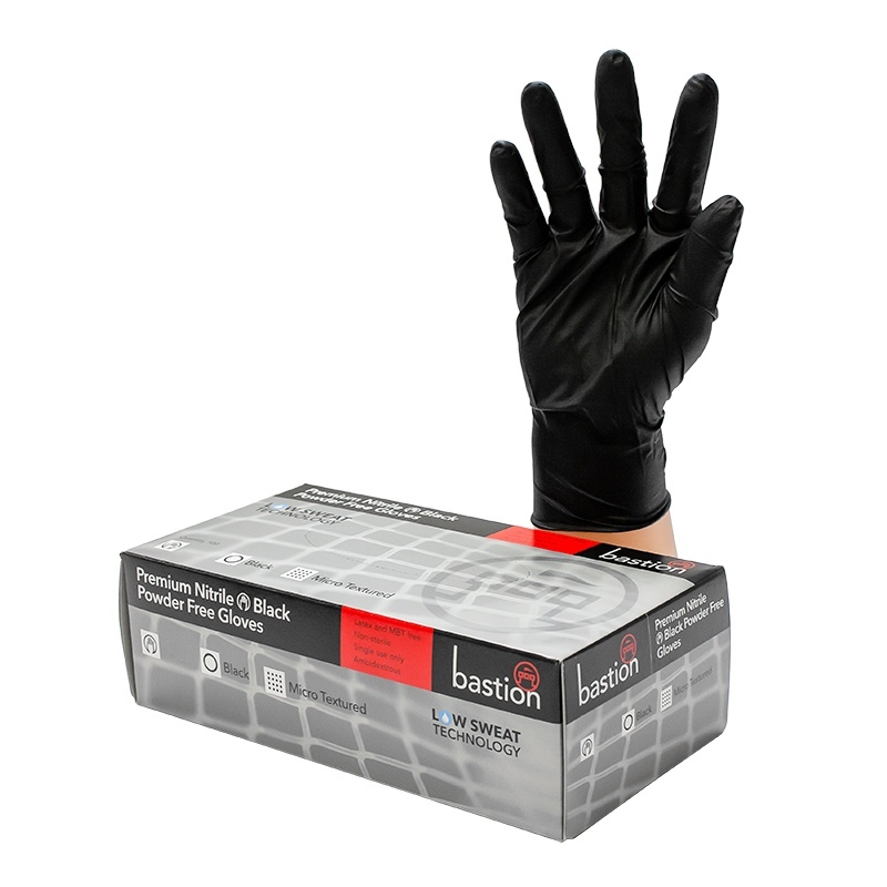 Bastion Nitrile Black PowderFree Gloves SMALL UniPak Insinc Products Shopping