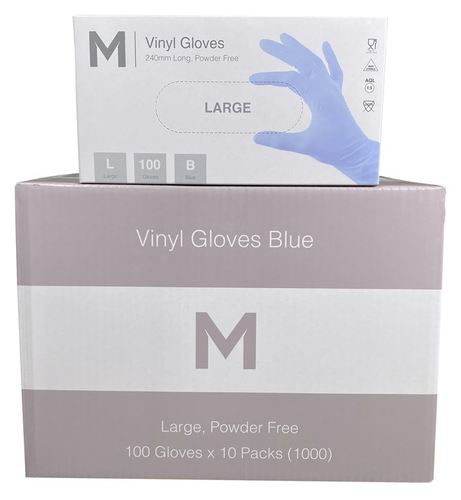 Vinyl Gloves PowderFree Blue LARGE - Matthews