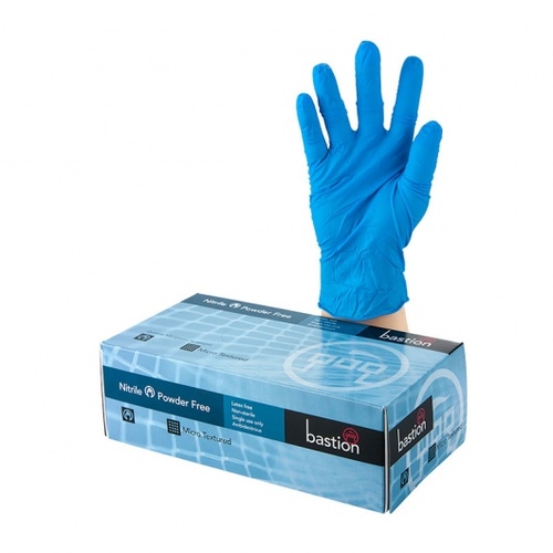 Nitrile Soft Blue Powder Free Gloves - LARGE Pack 100 - Bastion