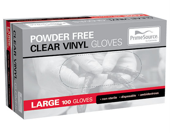 Vinyl Gloves Clear PowderFree LARGE - Primesource