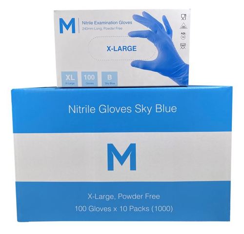 Nitrile Gloves 5.0g Sky Blue X-LARGE - Matthews