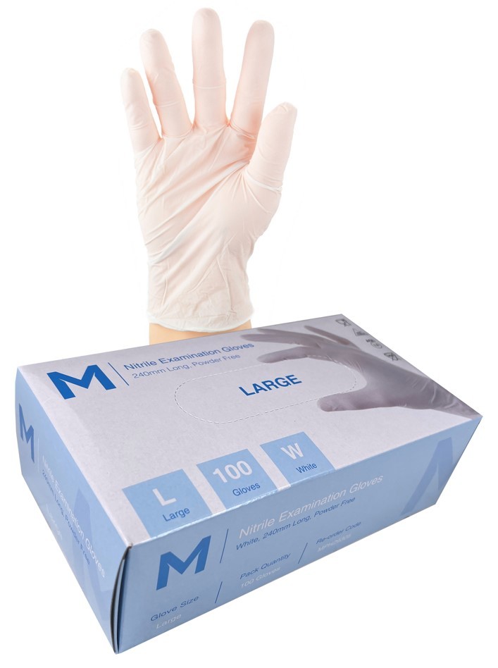 Nitrile White Gloves 5.0g LARGE - Matthews