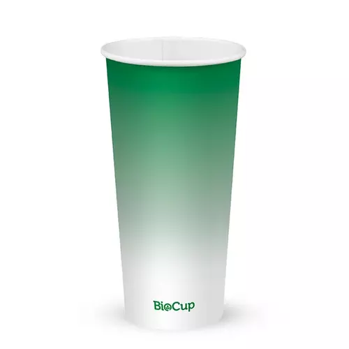 650ml / 22oz (90mm) Cold Paper BioCups - green fade - BioPak