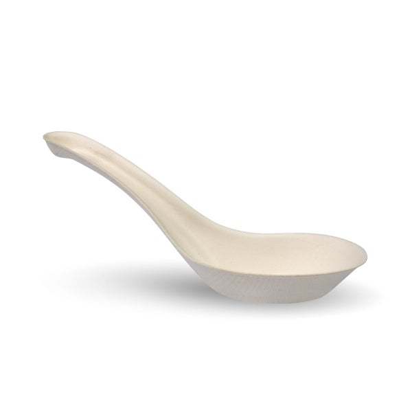 14cm BioCane Chinese Soup Spoon - white - BioPak