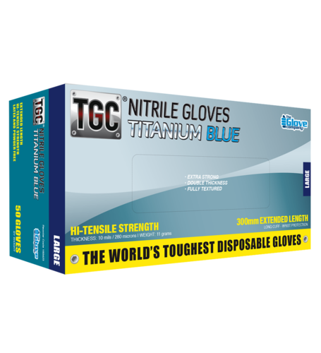 Titanium Blue Nitrile Gloves X-LARGE - TGC