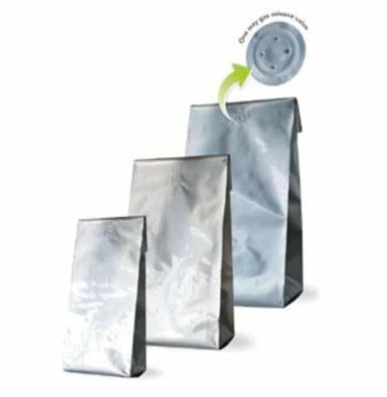 Coffee Valve Bag 1KG Side Gusset with Valve WHITE SHINY