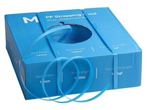 PP Hand Strapping Band - Blue, 12mm x 1000m x 0.60mm, 120kgf - Matthews
