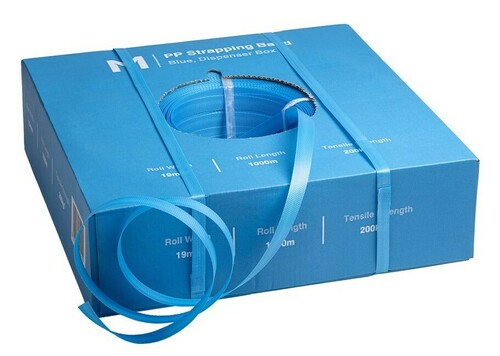 PP Hand Strapping Band - Blue, 19mm x 1000m x 0.65mm, 200kgf - Matthews