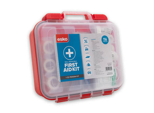 Esko First Aid Kit 1-25 Person/s, 116pc, Plastic Wall-mountable Case - Esko