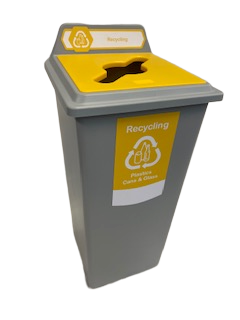 Recycling Bin 87Ltr Square Complete Yellow Lid / General Recycling - Trust