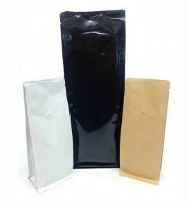 Coffee Bag with Valve Flat Bottom 140x95x350mm Brown Paper Finish