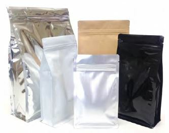 Flat Bottom with Zipper Food Pouch 500g Whie Shiny 150x80x255mm Carton 500