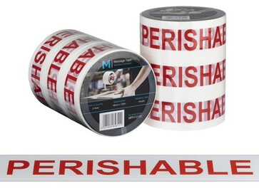 Message Tape Perishable - White/Red, 48mm x 100m x 50mu - Matthews