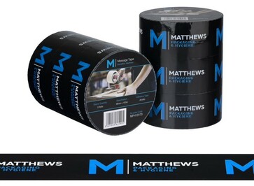 Message Tape Matthews - Black/Blue, 48mm x 100m x 50mu - Matthews