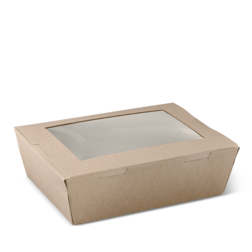 Large Window Lunch Box (1900ml) Brown 195 x 140 x 65 - Detpak