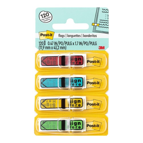 Post-it Arrow Flags 684-SH 12x43mm Sign Here, Pack of 4