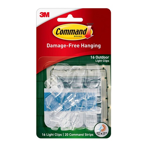 Command Outdoor Light Clips 17017CLR-AWES Clear, Pack of 16