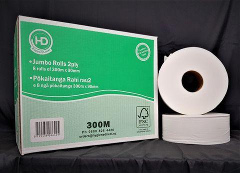 Jumbo Toilet Rolls 2ply 300m PALLET 40 ctns - Hygiene Direct