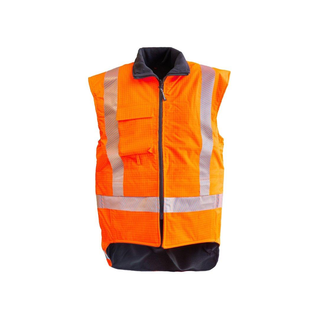 Hi-Vis Fr Fleece Lined Pu Vest, Orange-Size M