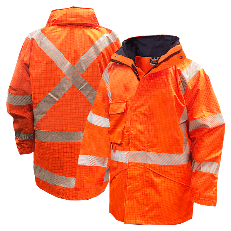 Hi Vis-Rain Jacket ,Flame Retardant, Orange Ttmc-Size Xl