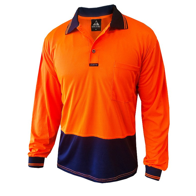 Hi Vis-Polo Shirt, Ls, Orange/Blue-Size 8Xl