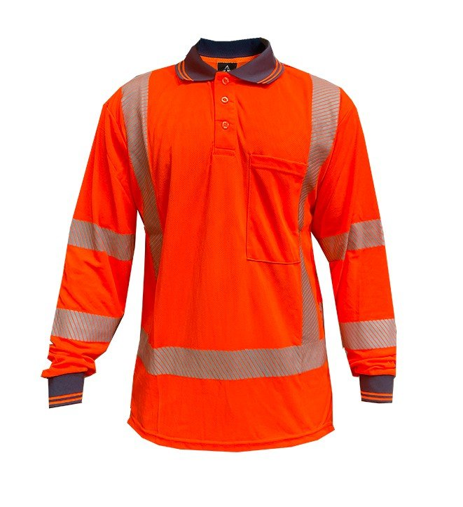 Polo Shirt Ls, Ttmc, Side Vents, Transfer Tape-Size Xl