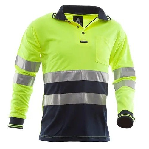 Polo Shirt , Ls, Yellow/Navy, D/N, Au-Size 2Xl